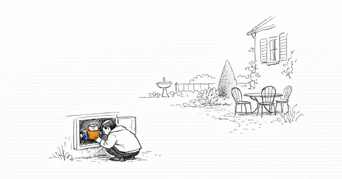 Technicien Suez ouvrant un compteur d'eau lors d'un déménagement