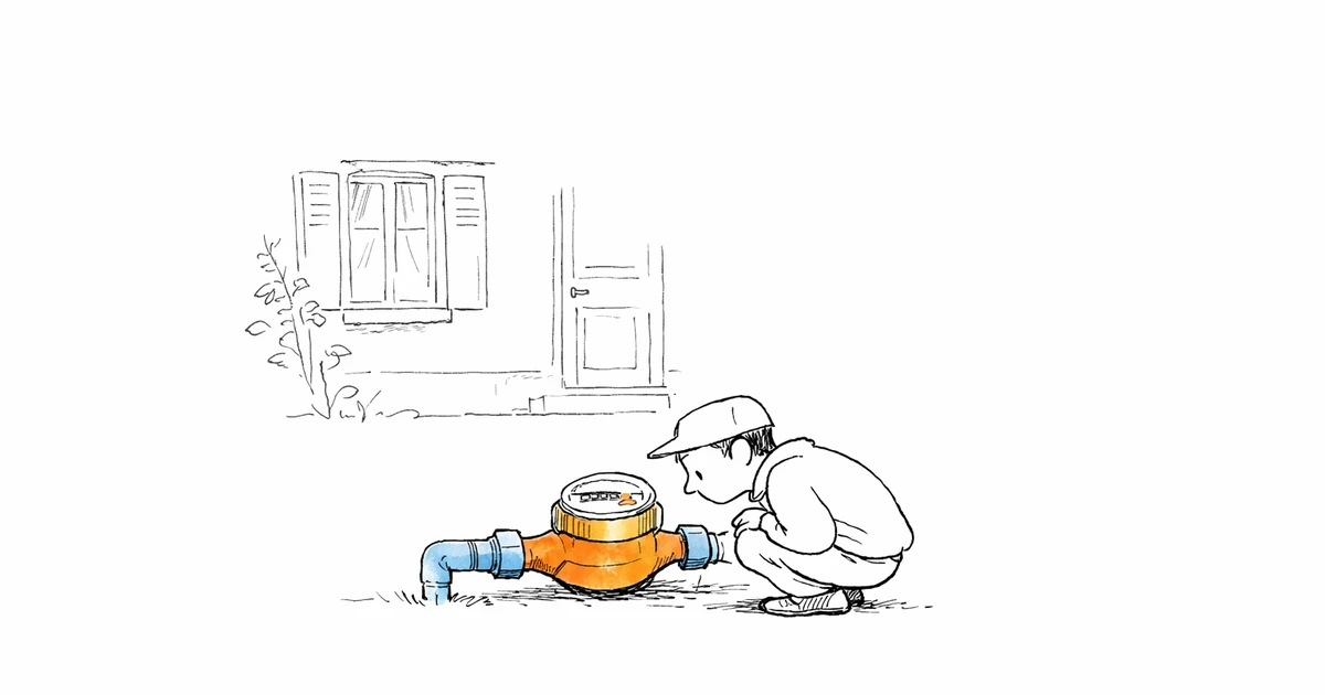 Travaux de raccordement au réseau d'eau potable devant une maison