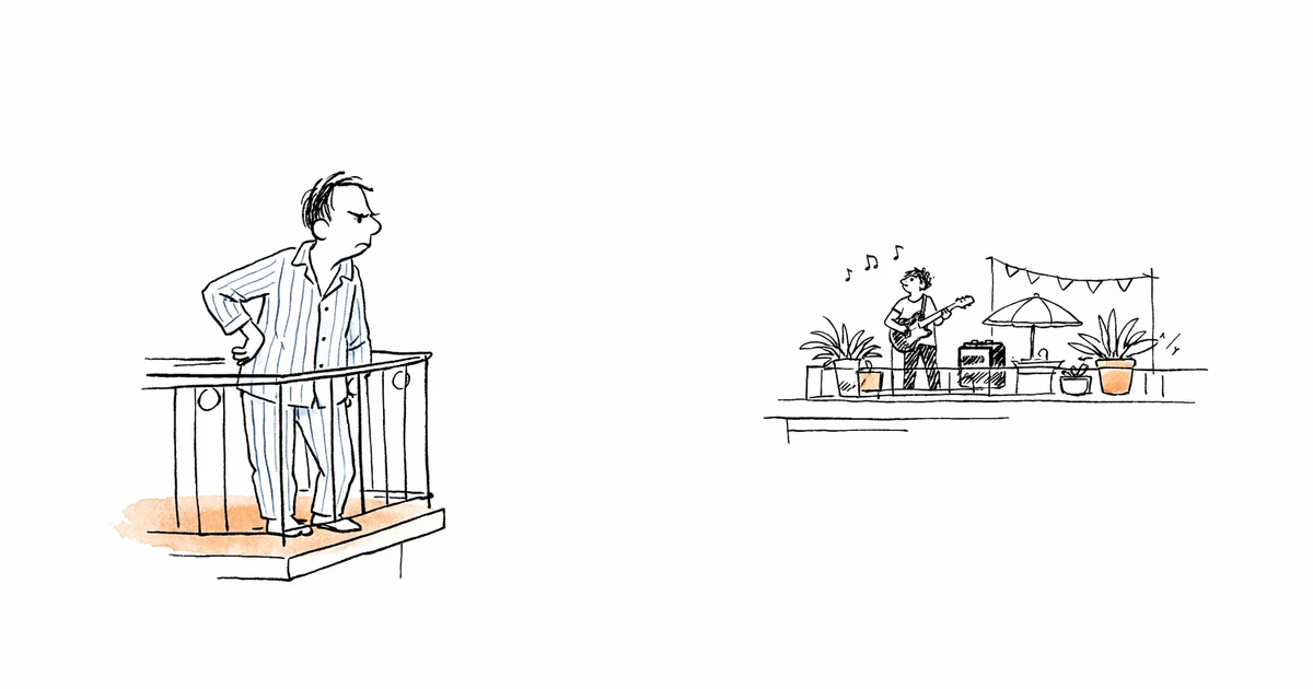 Voisin se plaignant de nuisances sonores de jour dans un immeuble