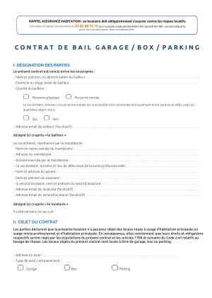 Aperçu — Contrat de bail garage