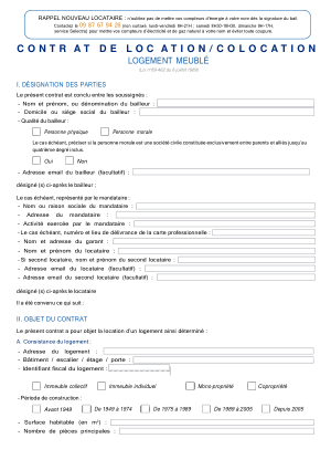 Aperçu — Contrat de bail meublé