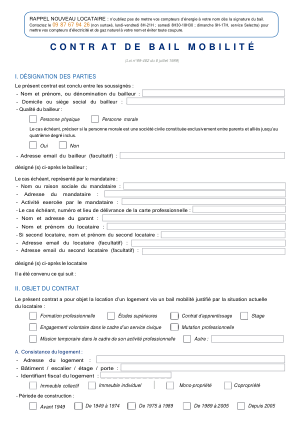 Aperçu - Contrat de bail mobilité