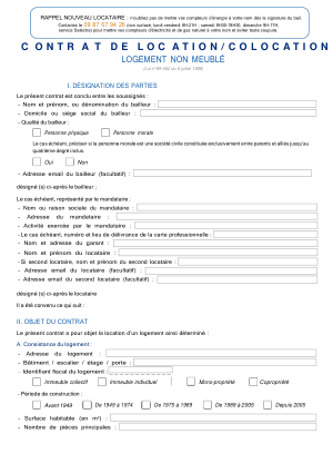 Aperçu - Contrat de bail non meublé