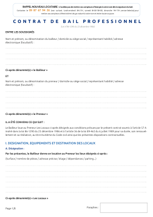 Aperçu - Contrat de bail professionnel