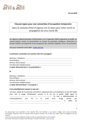 Aperçu - Convention d'occupation précaire